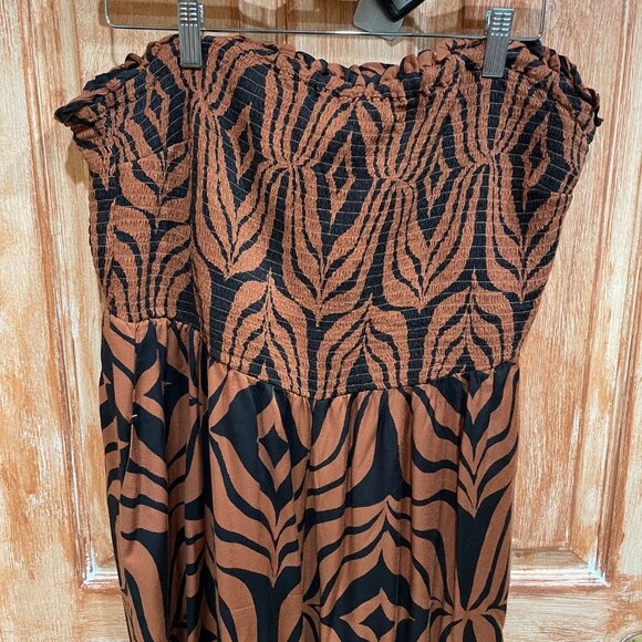 Anthropologie 2X Printed Balloon Leg One Piece Smocked Tube Top Jumpsuit - Picture 5 of 11